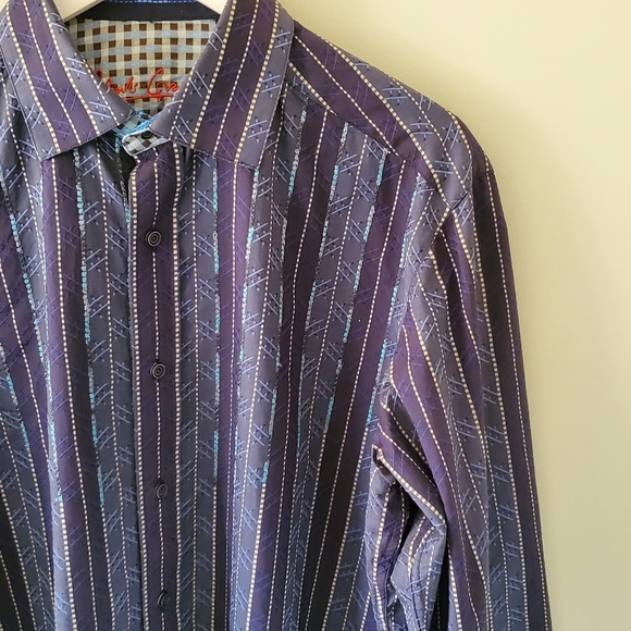 Robert Graham M Eclectic Embroidered Stripes Preppy Flip Cuff Button Down Shirt - Picture 7 of 16